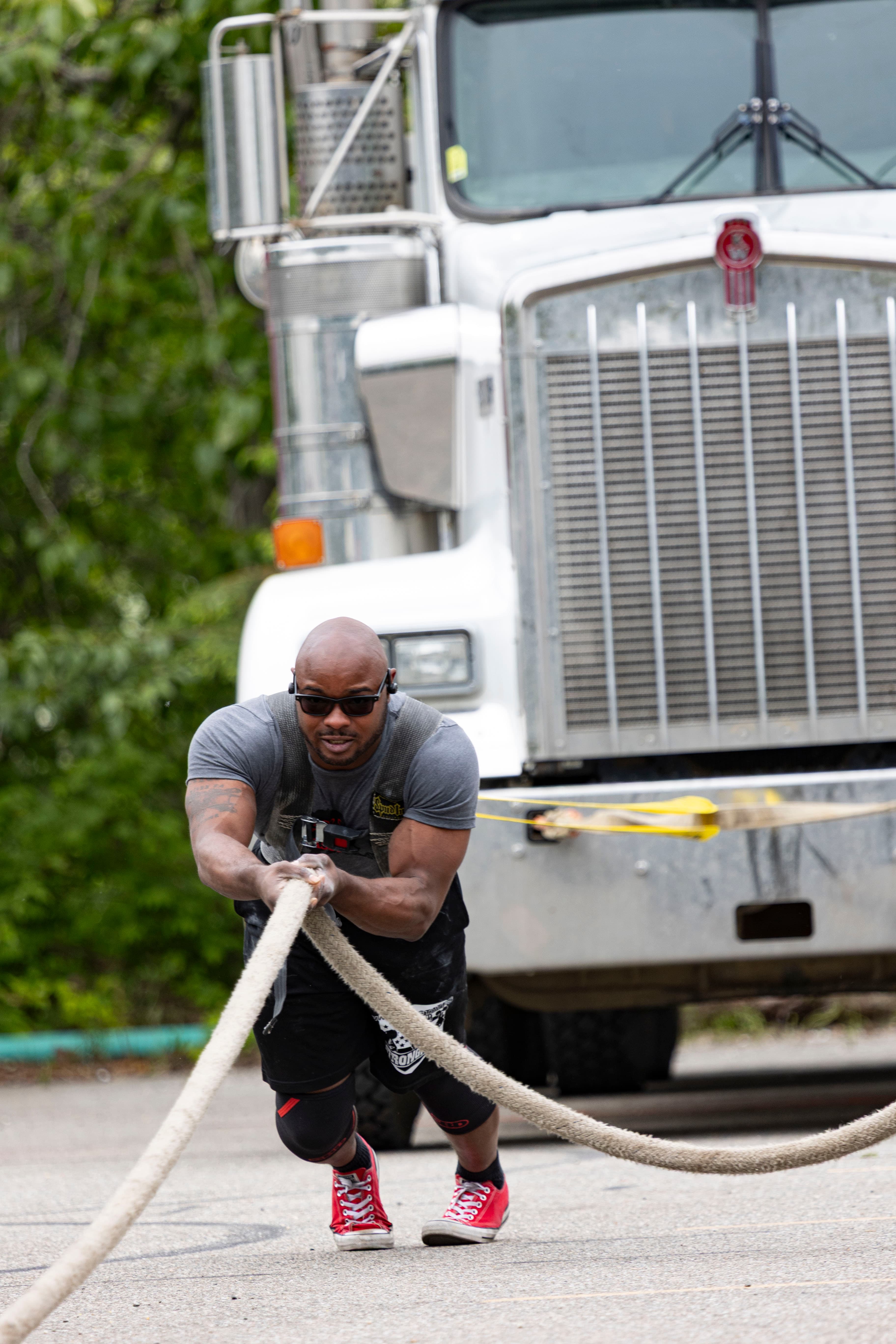 Northside Athletics discus thrower winding up for a full rotation release