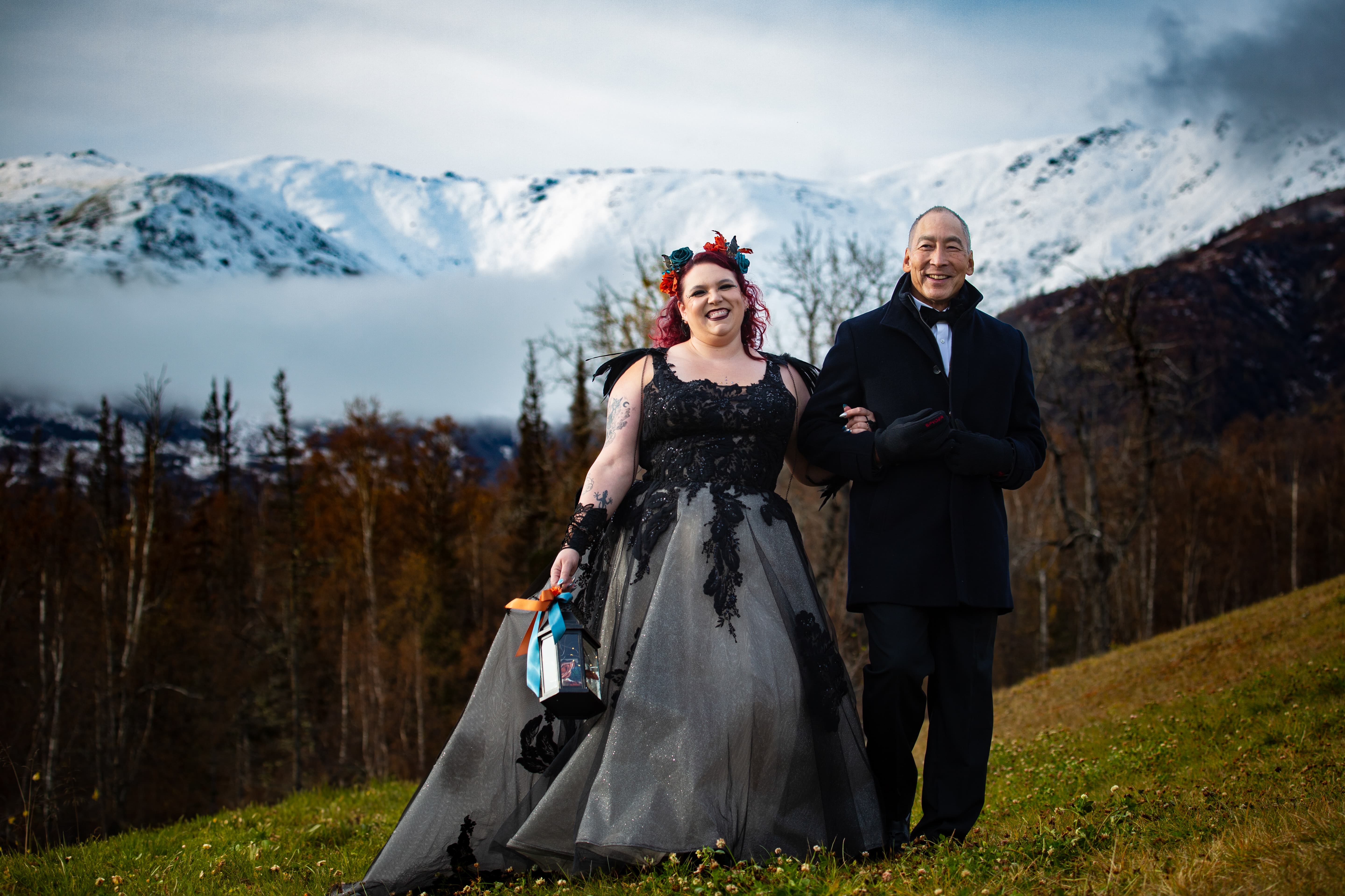Wedding ceremony — Bre and Matt share a tender moment at the altar